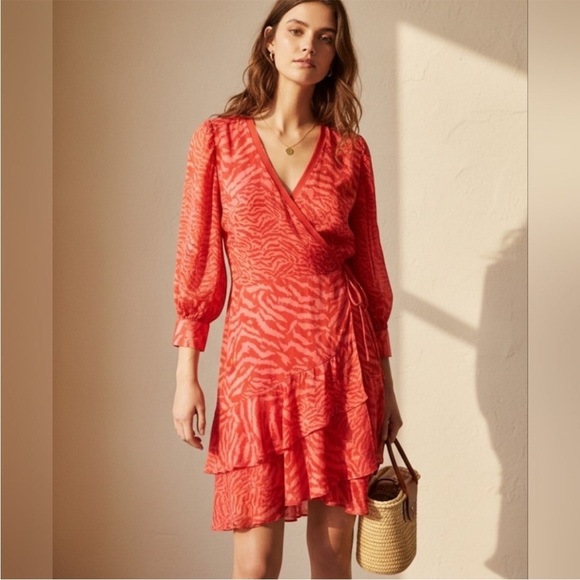 All Saints Dresses & Skirts - All Saints Keva Remix Red Zebra Print Dress Size XSMALL